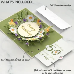 Lovepop Birthday|Bloom 50th Birthday Pop-Up Card and Sentiment Set