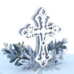Lovepop Greeting Cards|Just Because|Blue Floral Cross Pop-Up Card