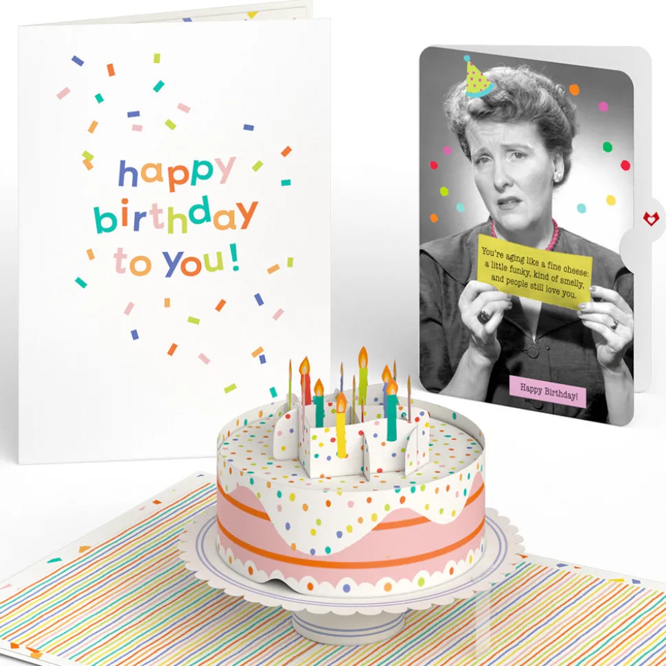 Lovepop Birthday|Confetti Cake Birthday Pop-Up Card and Aging Like a Fine Cheese Sentiment Set