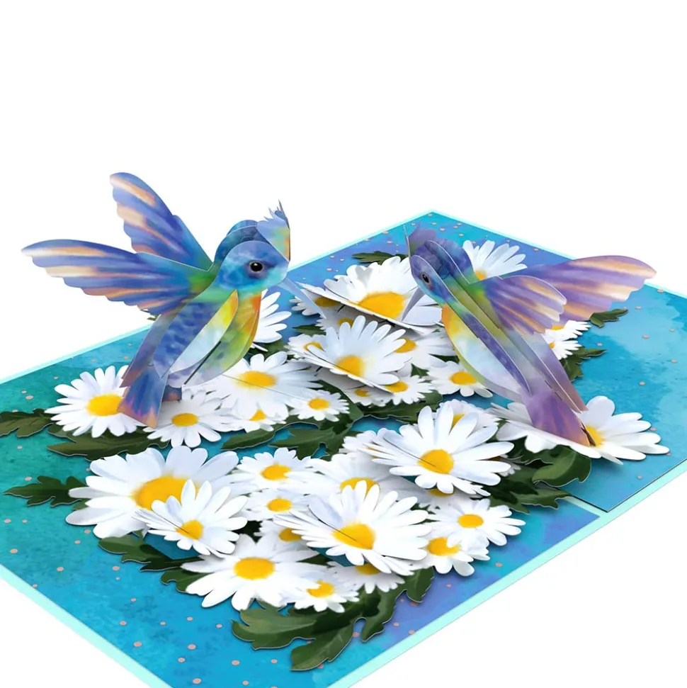 Lovepop Greeting Cards|Birthday|Daisy Patch Hummingbirds Pop-Up Card