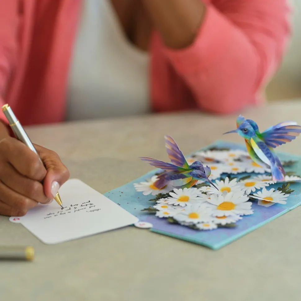 Lovepop Greeting Cards|Birthday|Daisy Patch Hummingbirds Pop-Up Card