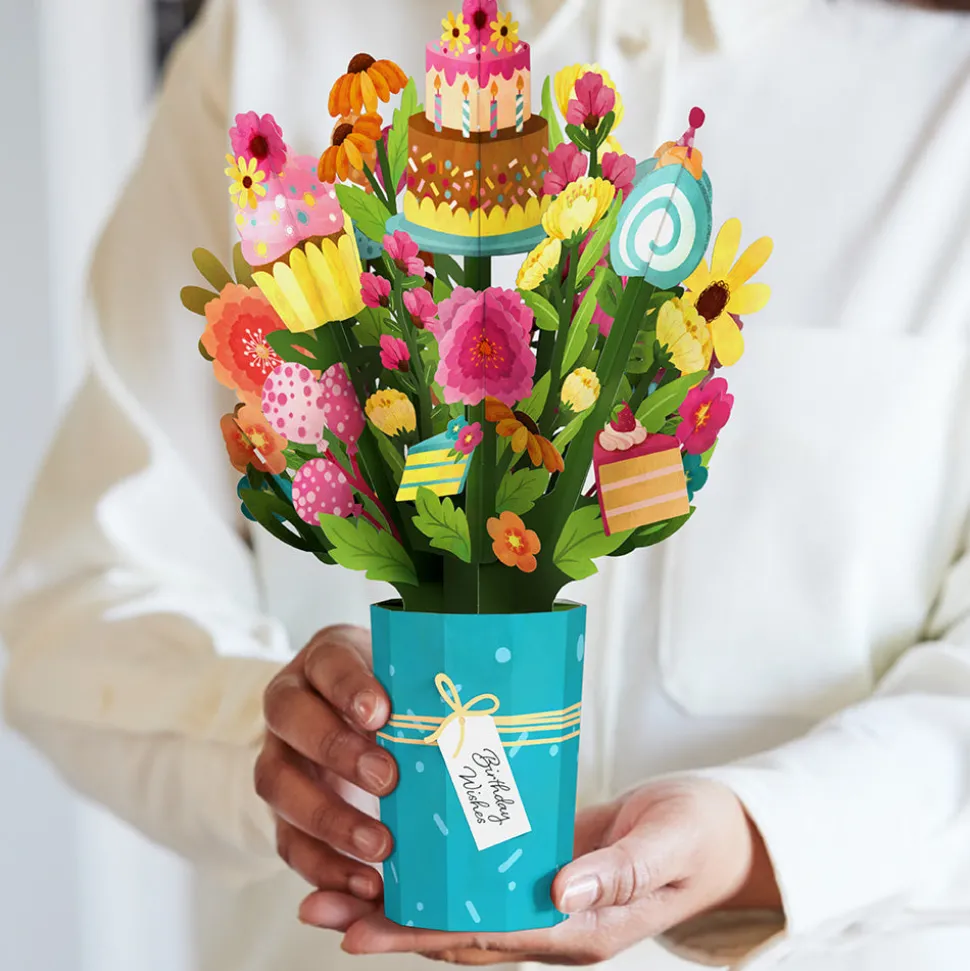 Lovepop Card & Gift Bundles|Plushpop|Eat Cake and Celebrate' Birthday Plushpop Card and Bouquet Bundle