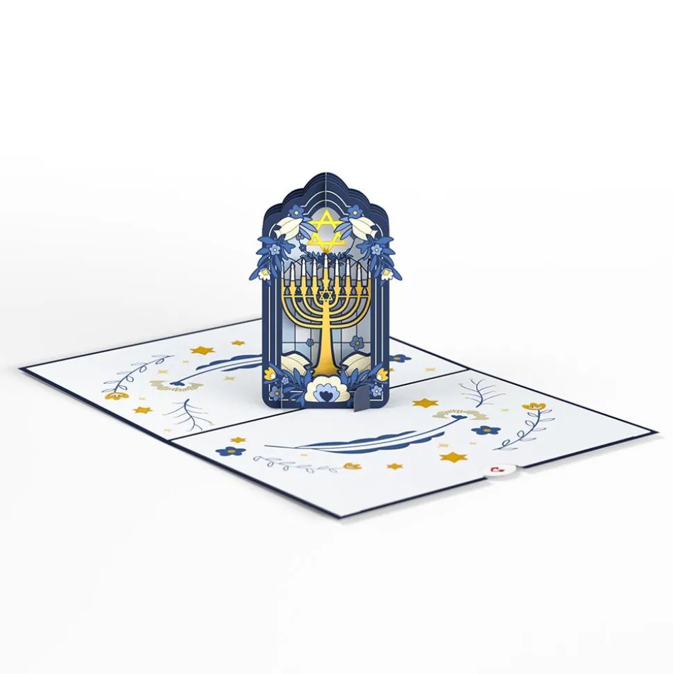 Lovepop Greeting Cards|Hanukkah 12/14|Elegant Stained Glass Hanukkah Pop-Up Card