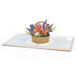 Women Lovepop Greeting Cards|Birthday|Flower Basket Pop-Up Card