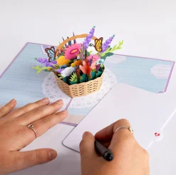 Women Lovepop Greeting Cards|Birthday|Flower Basket Pop-Up Card