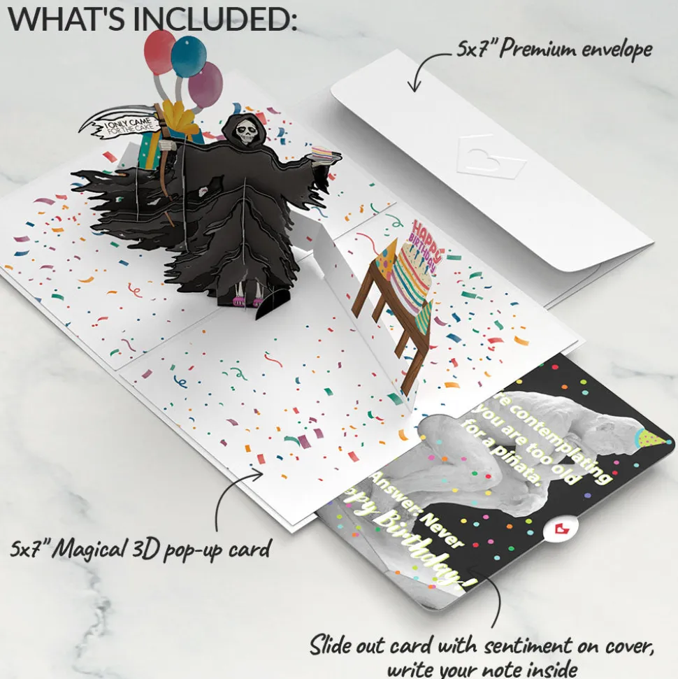 Lovepop Birthday|Grim Reaper Dark Humor Birthday with The Thinker Pop-Up Card and Sentiment Set