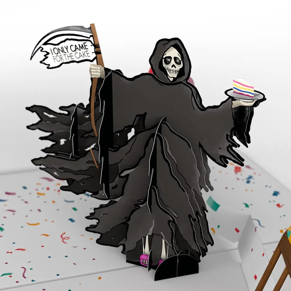 Lovepop Birthday|Grim Reaper Dark Humor Birthday with The Thinker Pop-Up Card and Sentiment Set