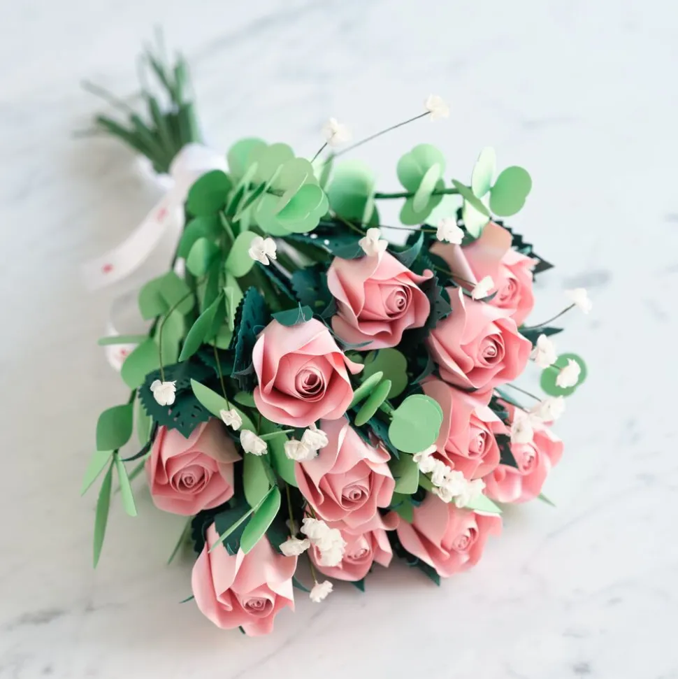 Lovepop Pop-Up Bouquets|Handcrafted Paper Flowers|Handcrafted Paper Flowers: Pink Roses (12 Stems) with Happy Mother's Day Pop-Up Card