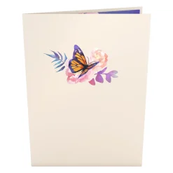 Lovepop Pop-Up Bouquets|Handcrafted Paper Flowers|Handcrafted Paper Flowers: Pink Roses (12 Stems) with Monarch Butterfly Pop-Up Card