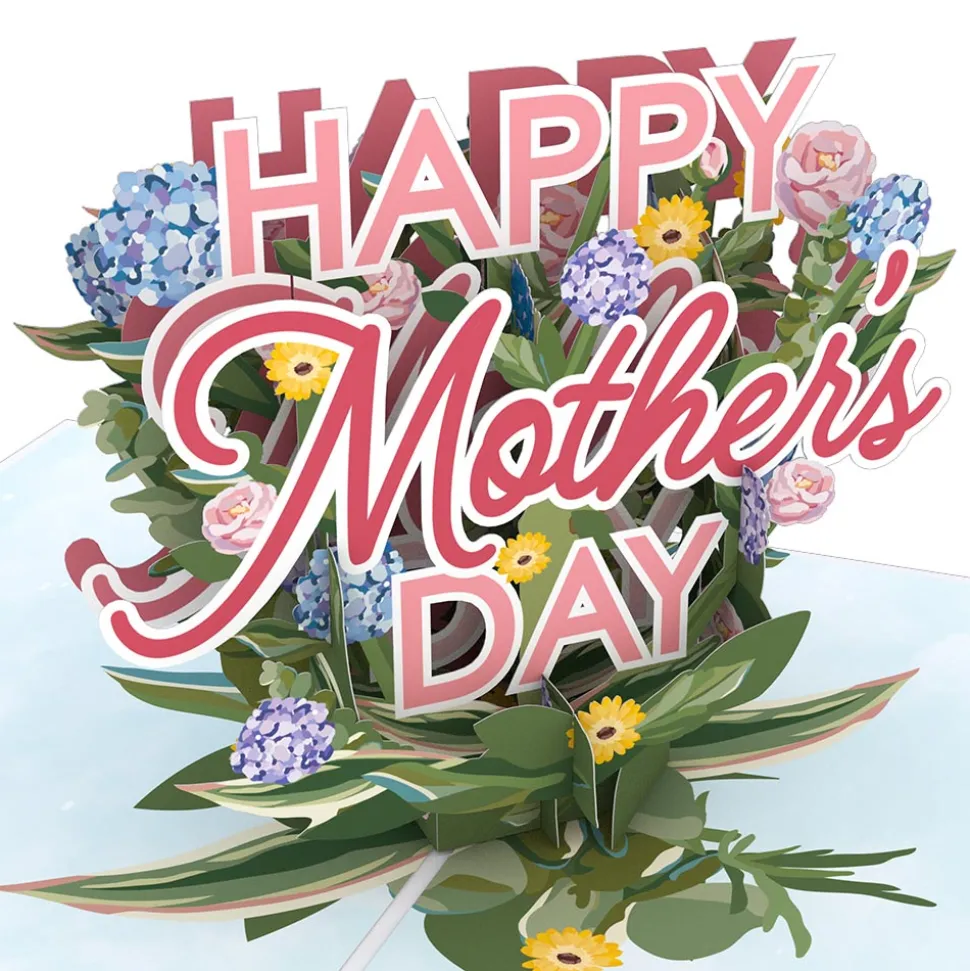 Lovepop Pop-Up Bouquets|Card & Gift Bundles|Handcrafted Paper Flowers: Pink & Purple Roses (6 Stems) with Happy Mother's Day Pop-Up Card