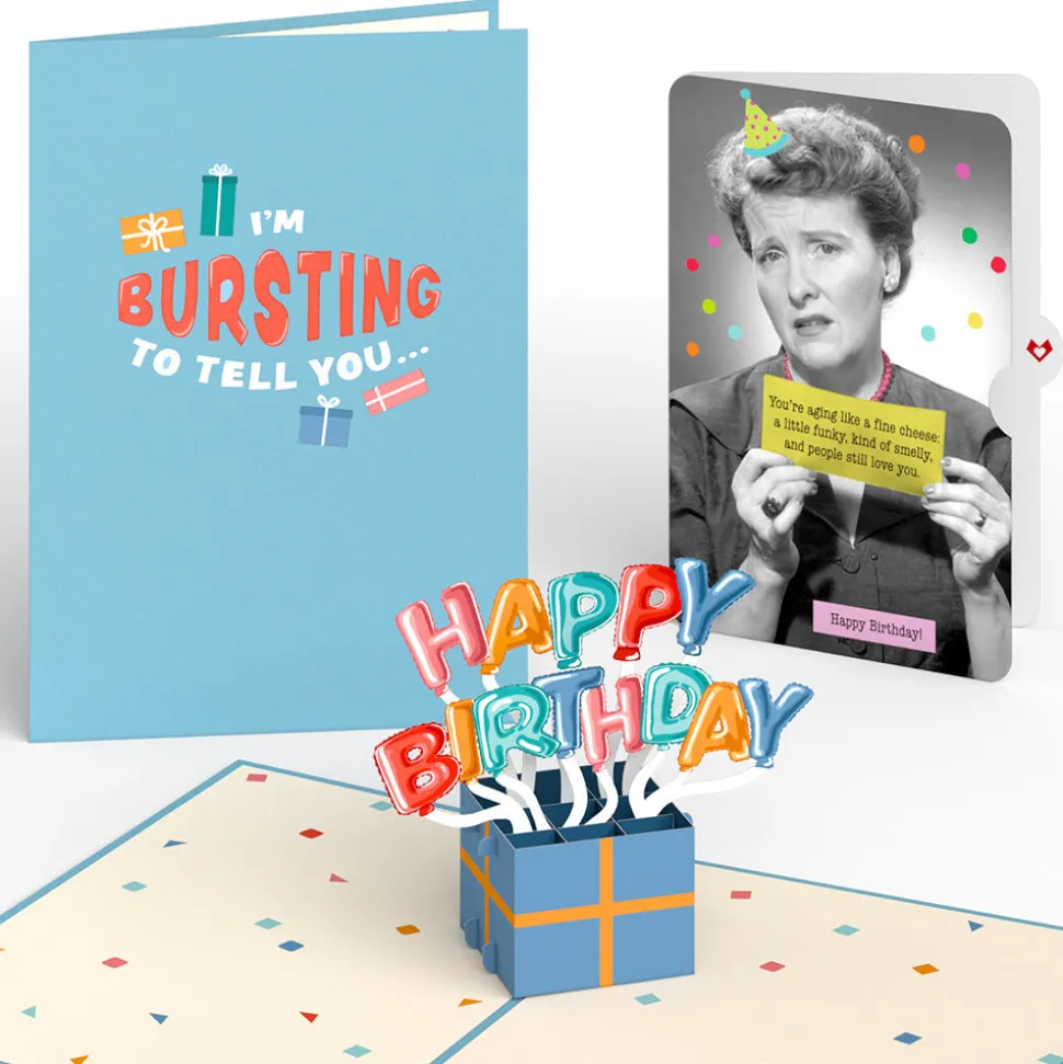 Lovepop Birthday|Happy Birthday Burst Pop-Up Card and Aging Like a Fine Cheese Sentiment Set