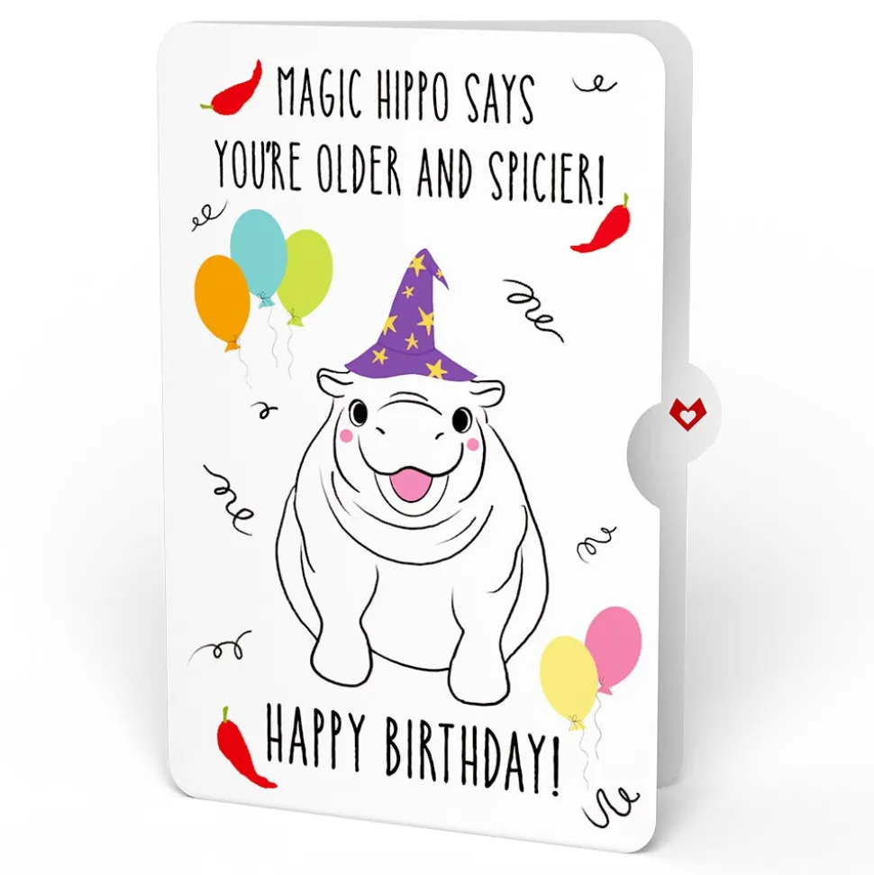 Lovepop Birthday|Happy Birthday Hot Stuff with Magic Hippo Pop-Up Card and Sentiment Set