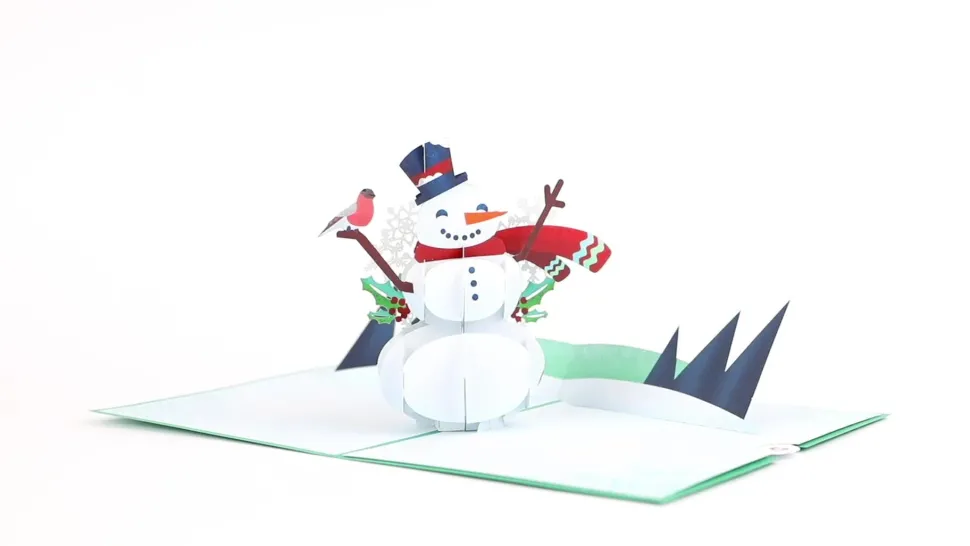 Kids Lovepop Greeting Cards|New Year 1/1|Happy Holidays Snowman Pop-Up Card
