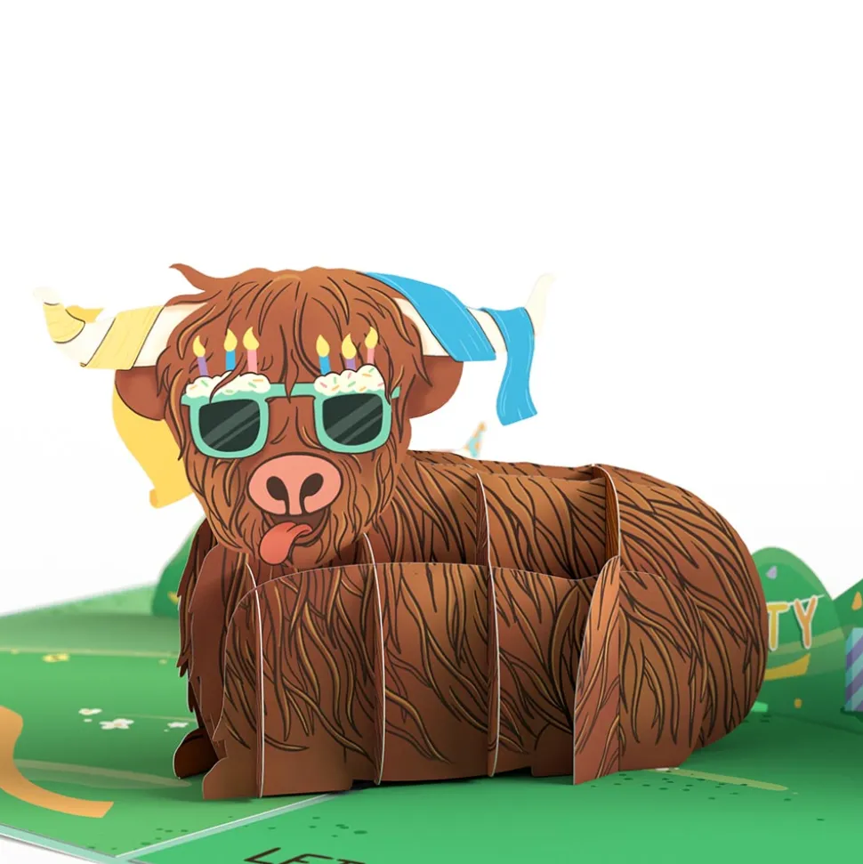 Lovepop Birthday|Highland Cow Birthday Pop-Up Card and Not Older Just More Legendary Sentiment Set