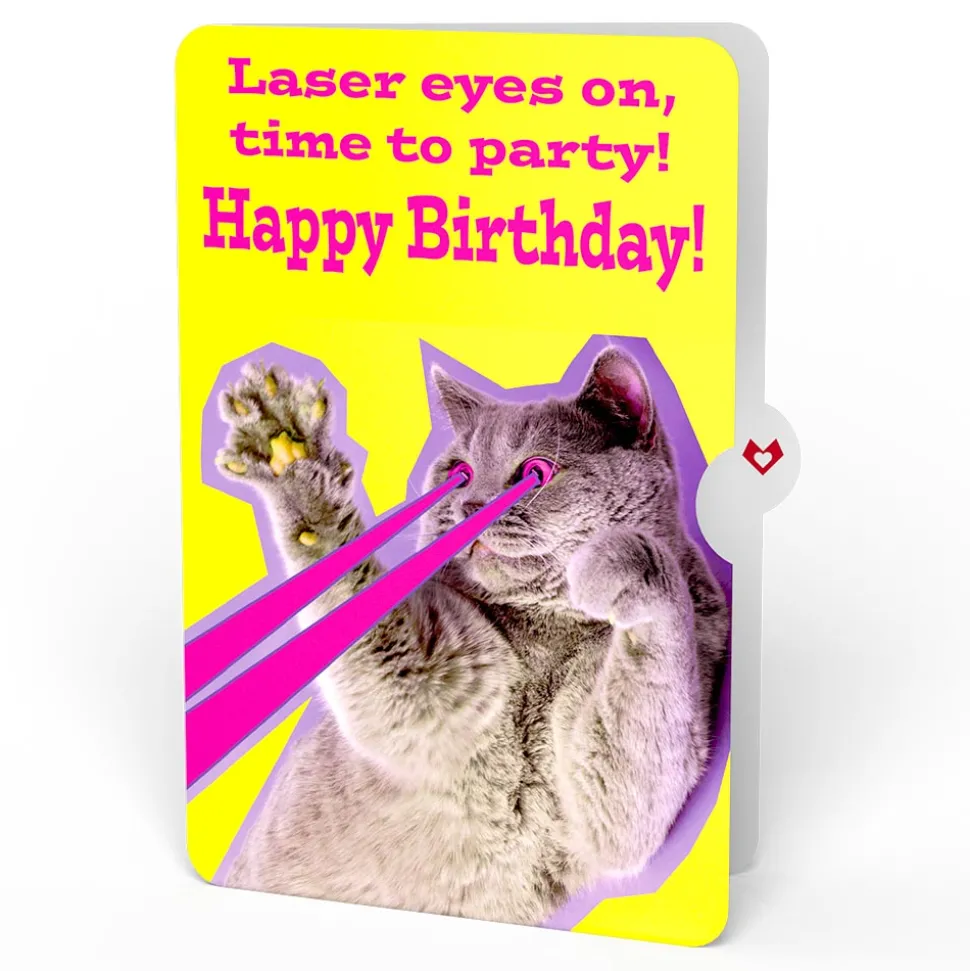 Lovepop Birthday|Highland Cow with Cat Laser Eyes Birthday Pop-Up Card and Sentiment Set
