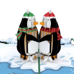 Kids Lovepop Greeting Cards|Christmas 12/25|Holiday Penguins Pop-Up Card