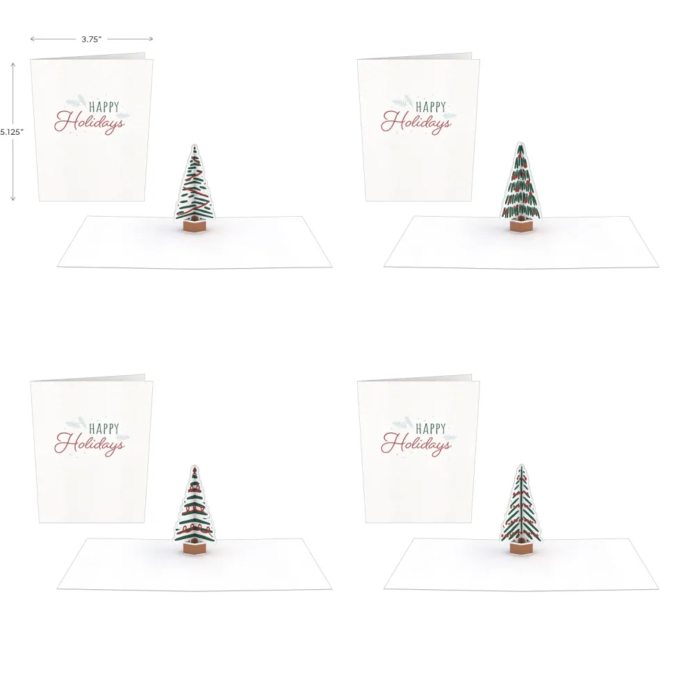 Lovepop Notecards|Christmas 12/25|Holiday Tree Notecards (Assorted 4-Pack)