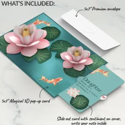 Lovepop Birthday|Koi Fish and Lotus Birthday Pop-Up Card and Sentiment Set for Daughter