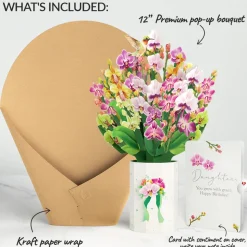 Lovepop Pop-Up Bouquets|Birthday|Orchid Birthday Bouquet and Sentiment Set for Daughter