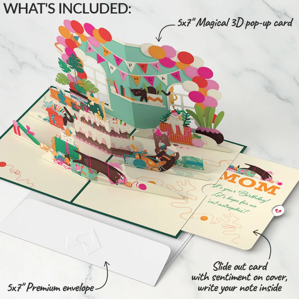 Lovepop Birthday|Mom|Party Cats Birthday Pop-Up Card and Sentiment Set for Mom
