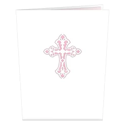 Lovepop Greeting Cards|Religious|Pink Floral Cross Pop-Up Card