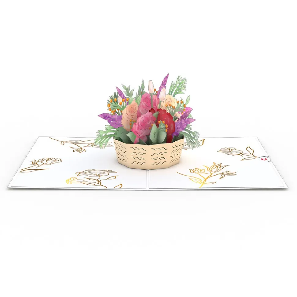 Lovepop Greeting Cards|Birthday|Pink Rose Basket Pop-Up Card