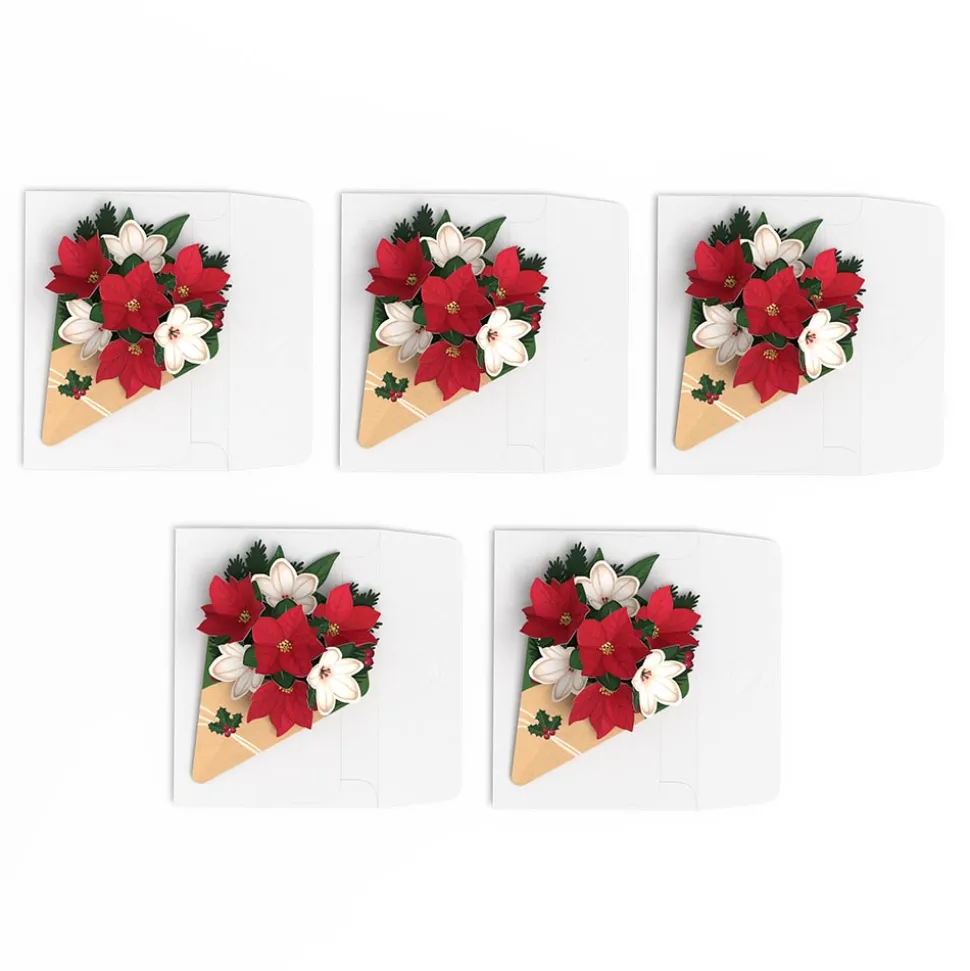 Lovepop Christmas 12/25|Her|Poinsettia & Pine Little Blooms (Notecard 5-Pack)
