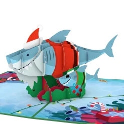 Kids Lovepop Greeting Cards|Christmas 12/25|Santa Shark Pop-Up Card