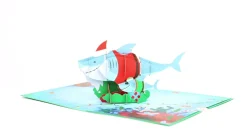 Kids Lovepop Greeting Cards|Christmas 12/25|Santa Shark Pop-Up Card