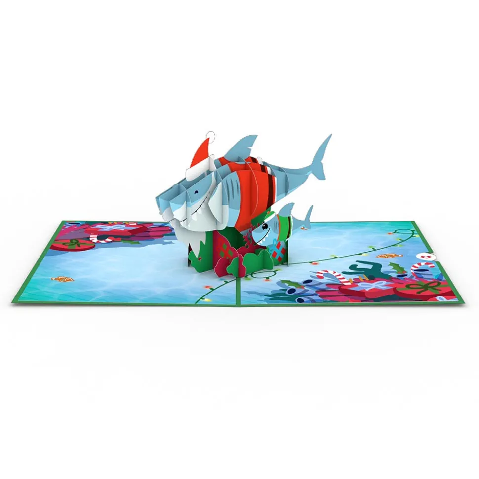 Kids Lovepop Greeting Cards|Christmas 12/25|Santa Shark Pop-Up Card