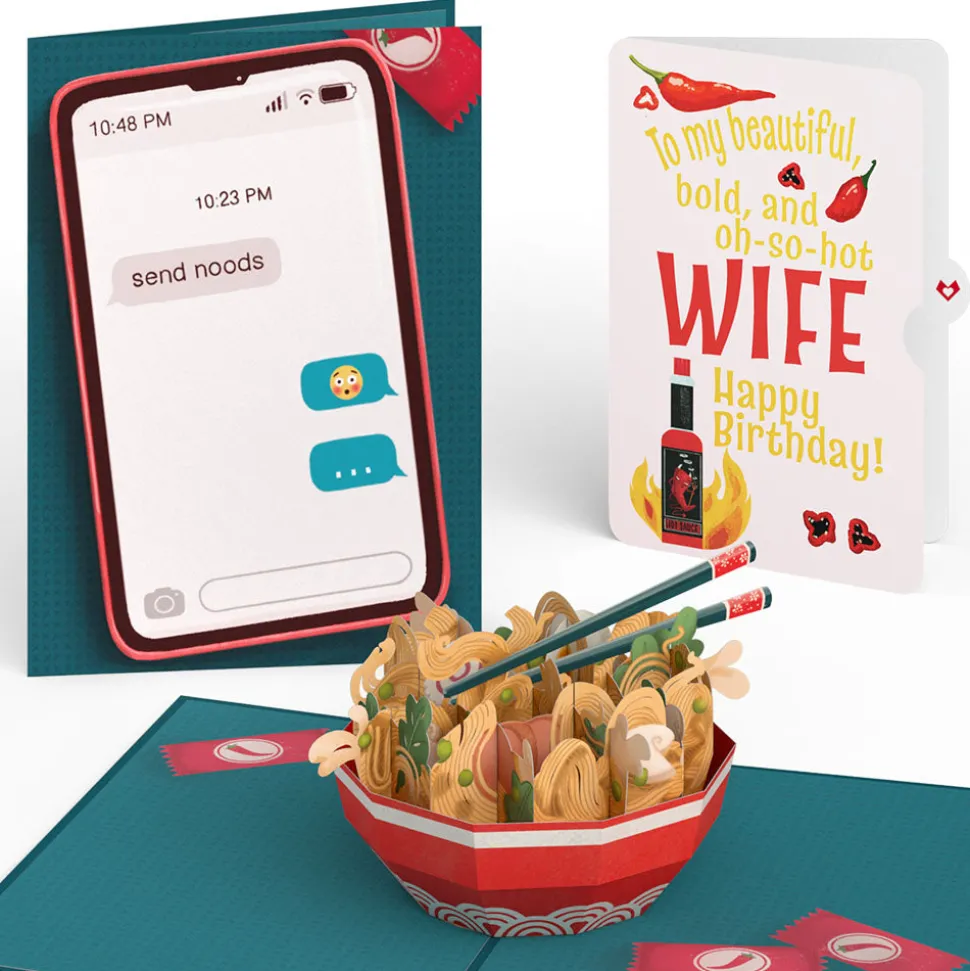 Lovepop Birthday|Her|Send Noods Spicy Birthday Pop-Up Card and Sentiment Set for Wife