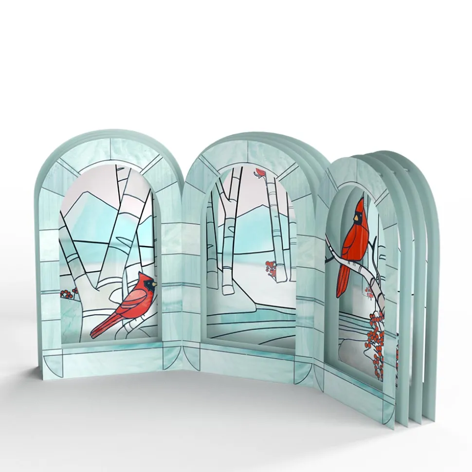 Lovepop Decor|Christmas 12/25|Stained Glass Winter Cardinal Pop-Up Gift