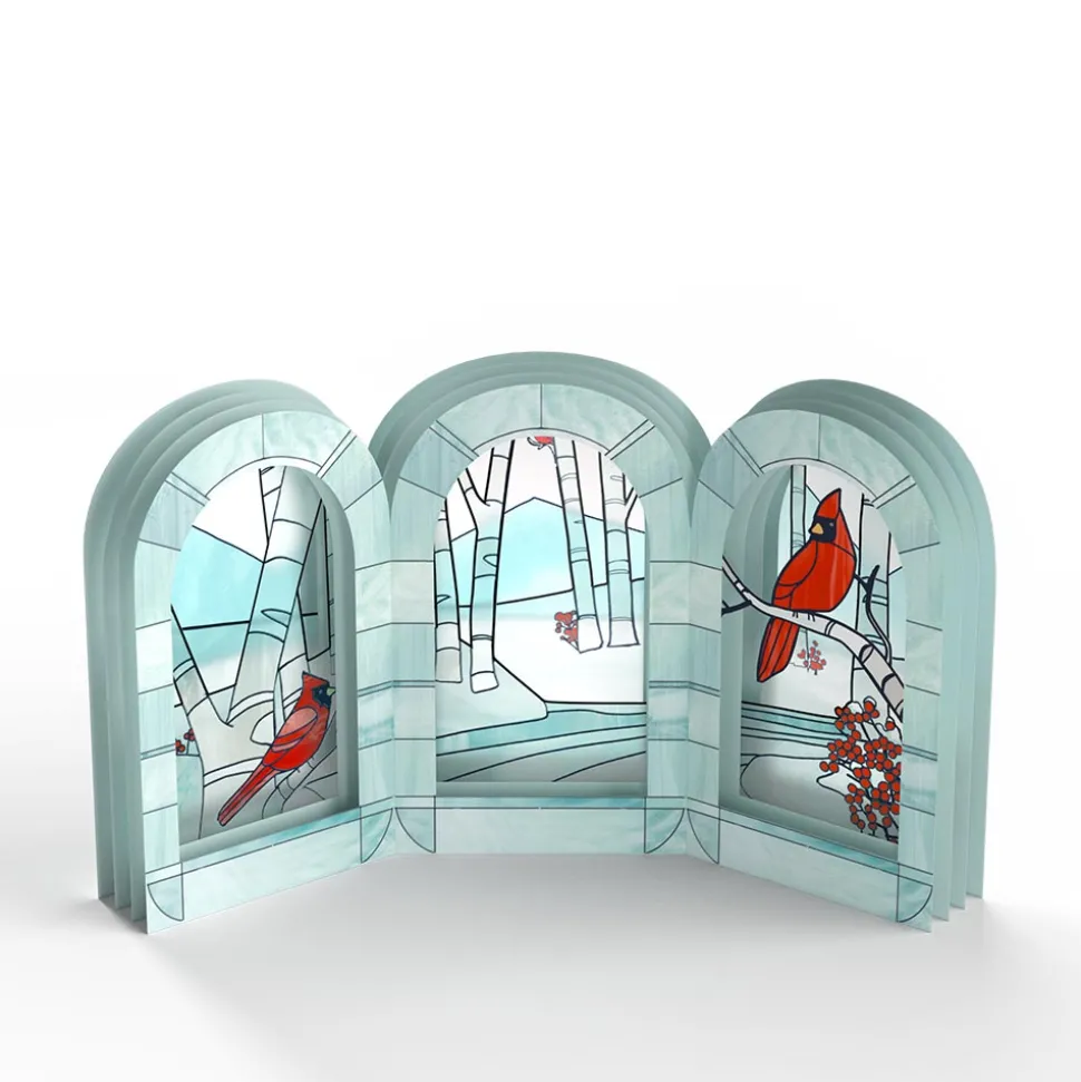 Lovepop Decor|Christmas 12/25|Stained Glass Winter Cardinal Pop-Up Gift
