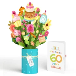 Lovepop Pop-Up Bouquets|Sweet 60th Birthday Wishes Bouquet and Confetti Cake Sentiment Set