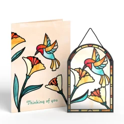 Lovepop Suncatcher Cards|Decor|Thinking of You Hummingbird Suncatcher Card