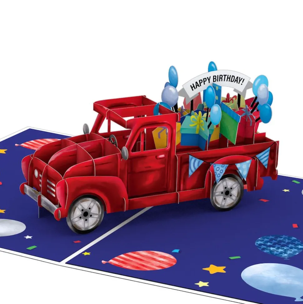 Lovepop Birthday|Truckloads of Birthday Wishes with Cat Laser Eyes Pop-Up Card and Sentiment Set
