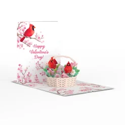 Lovepop Pop-Up Bouquets|Card & Gift Bundles|Valentine’s Cherry Blossom with Cardinals Pop-Up Card & Bouquet Bundle