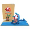 Lovepop Greeting Cards|Christmas 12/25|Warm Wishes Surfing Santa Pop-Up Card
