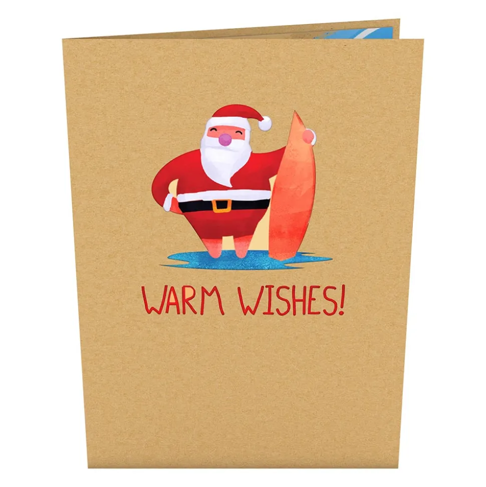 Lovepop Greeting Cards|Christmas 12/25|Warm Wishes Surfing Santa Pop-Up Card