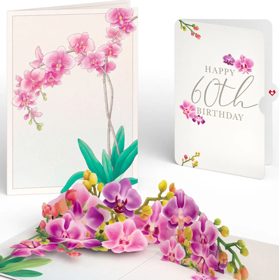 Lovepop Birthday|Watercolor Orchid 60th Birthday Pop-Up Card and Sentiment Set