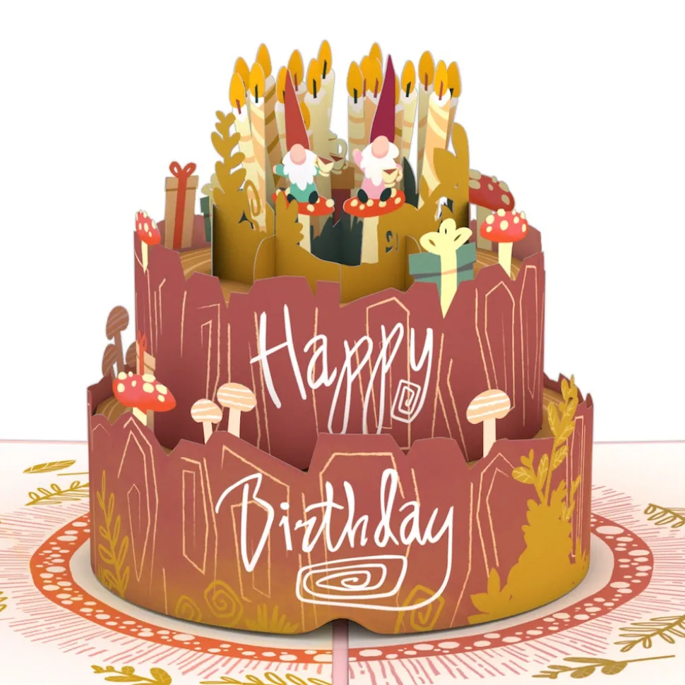 Lovepop Birthday|Her|Woodland Gnomes Birthday Cake Pop-Up Card