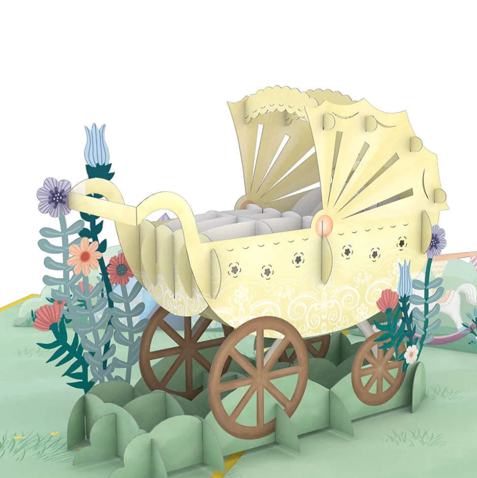 Kids Lovepop Greeting Cards|Baby|Yellow Baby Carriage Pop-Up Card